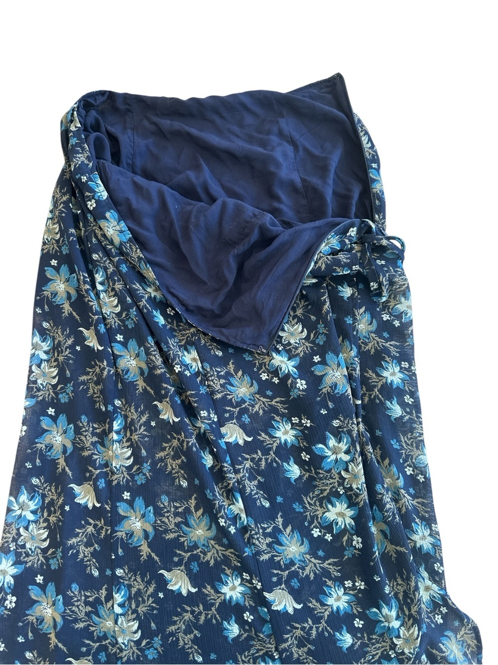 Free People Femme Edge Blue Ink Sheer Floral Maxi Skirt - Picture 10 of 16